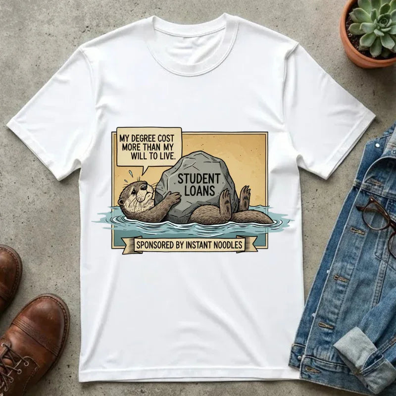 Funny Girl Math Shirt Hamster Saving Plan Tee Student Loan Otter Shirt Financially Stable Sloth Broke Life Gift Sarcastic Adulting Humor White