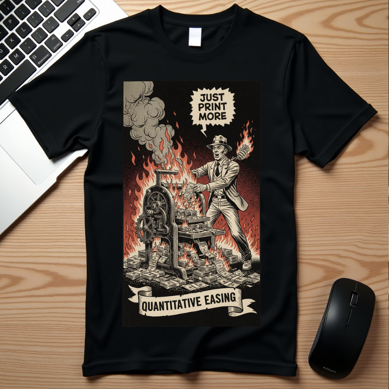Quantitative Easing Shirt Money Printer Go Brrr Inflation Satire Tee Vintage Finance Gift Bitcoin Crypto Investor Tshirt