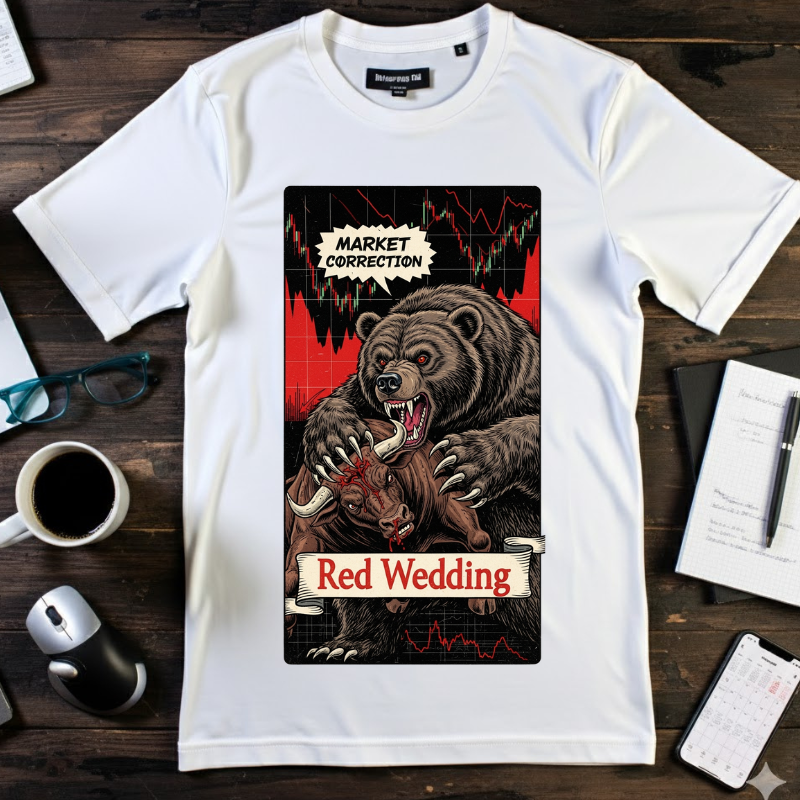 Red Wedding Bear Market Shirt Market Correction Satire Tee Bull vs Bear Wall Street Trader Gift Crypto Investor Shirt