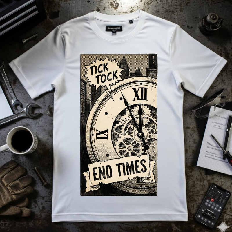 Vintage Doomsday Clock Shirt Retro Comic End Times Graphic Tee Dark Humor Gift Aesthetic Streetwear Art