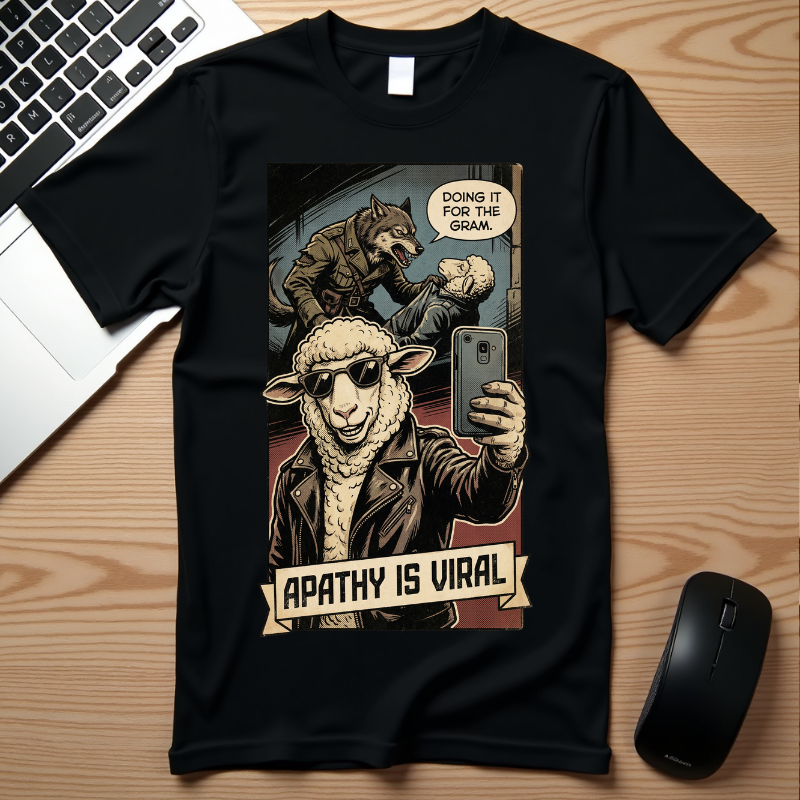 Apathy Is Viral Shirt Vintage Comic Graphic Tee Retro Satirical Humor Shirt Social Media Sarcasm Gift Streetwear Art