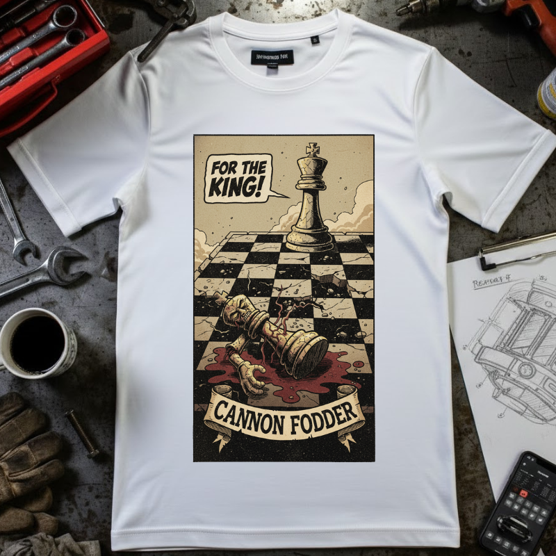 T-Shirt — "For the King! Cannon Fodder" Vintage Chess Graphic Tee