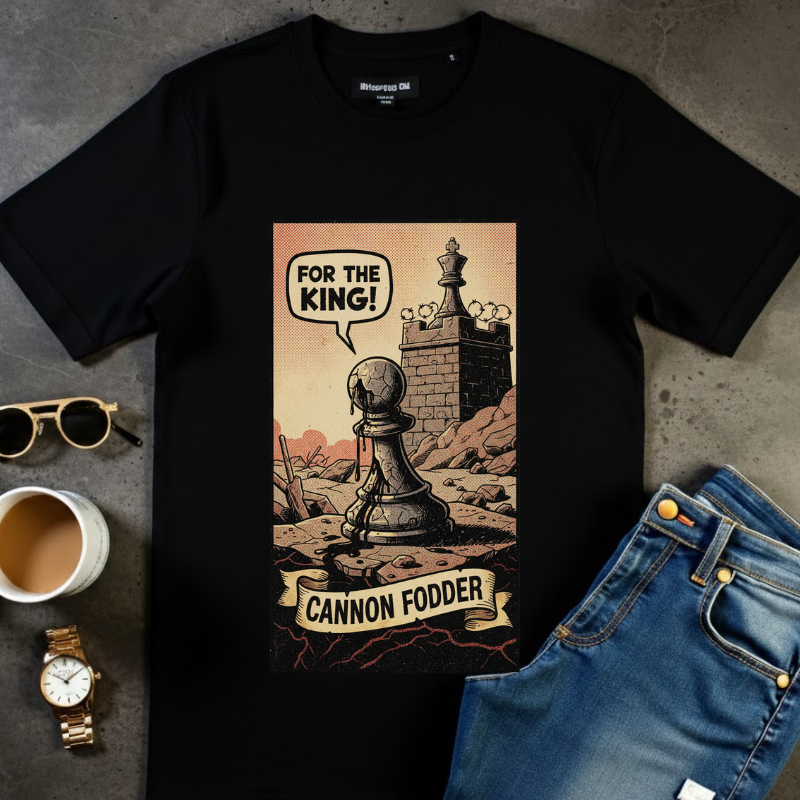Cannon Fodder Chess T-Shirt - Distressed Vintage Pawn Graphic - Satirical Dark Humor Tee - Retro Political Streetwear