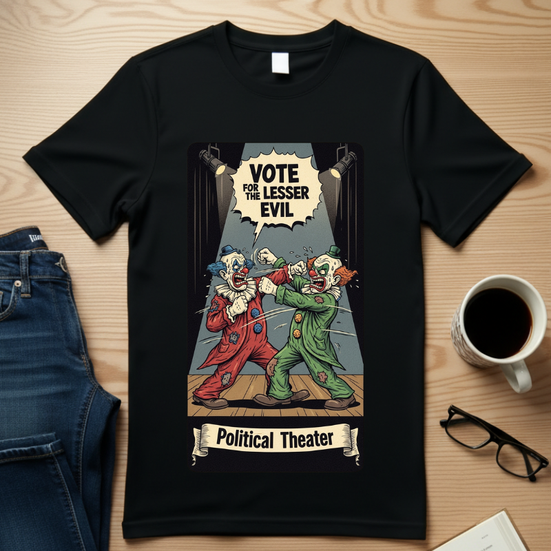 Vintage Satirical T-Shirt | Political Theater & System is Rigged Retro Tee | Sarcastic Dark Humor Shirt | Unisex Premium Cotton Graphic Tee