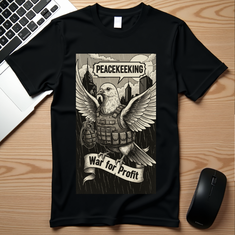 War for Profit Shirt - Peacekeeping Dove Satire T-Shirt - Anti-War Political Tee - Vintage Military Illustration - Sarcastic Social Commentary Gift