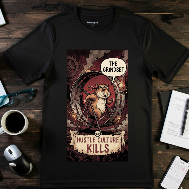 The Grindset Shirt - Hustle Culture Kills T-Shirt - Sarcastic Burnout Awareness Tee - Vintage Comic Graphic - Corporate Satire Gift