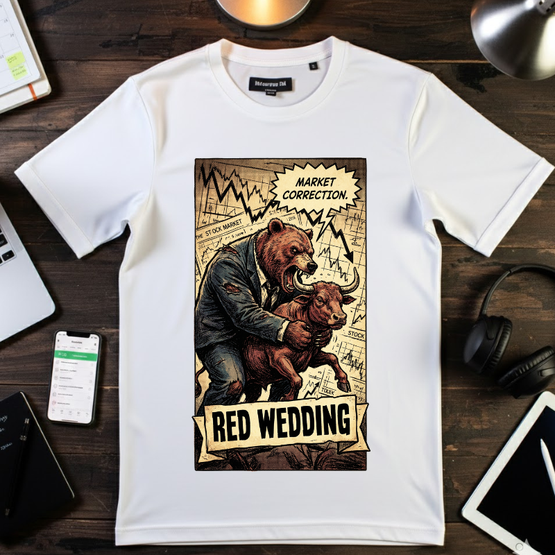 Market Correction Red Wedding Shirt, Bear vs Bull Stock Market Tee, Funny Trader Investor Gift, Vintage Finance Graphic Streetwear