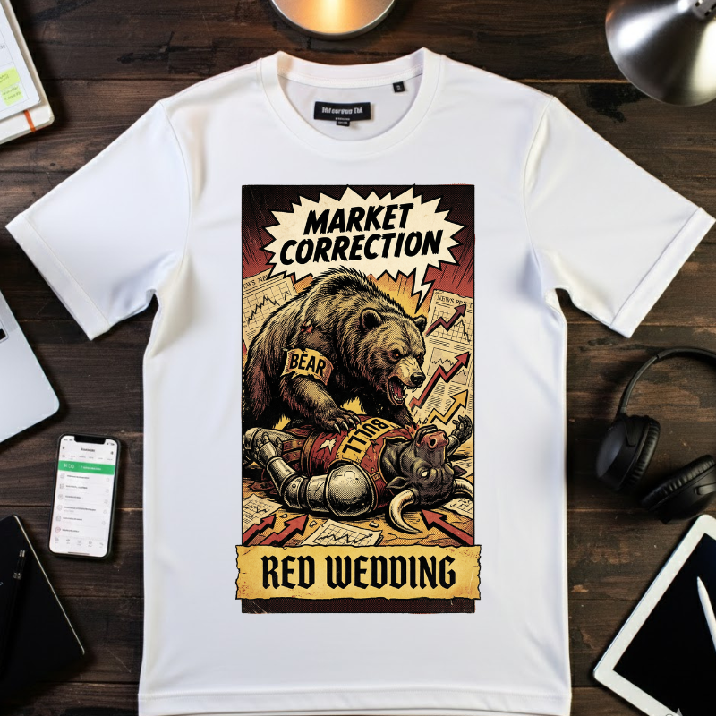 Market Correction T-Shirt, Red Wedding Stock Market Tee, Bear vs Bull Finance Graphic, Day Trader Investor Gift, Vintage Wall Street Apparel