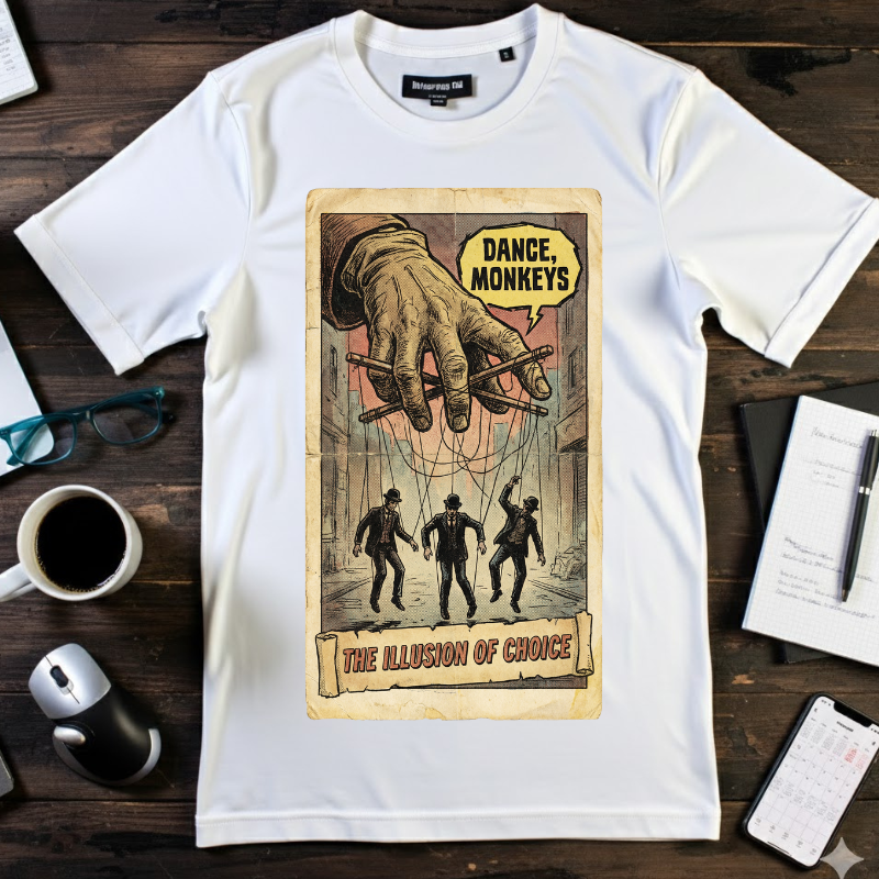 The Illusion of Choice Shirt, Dance Monkeys Puppet Master Tee, Sarcastic Social Commentary T-Shirt, Vintage Grunge Philosophy Apparel