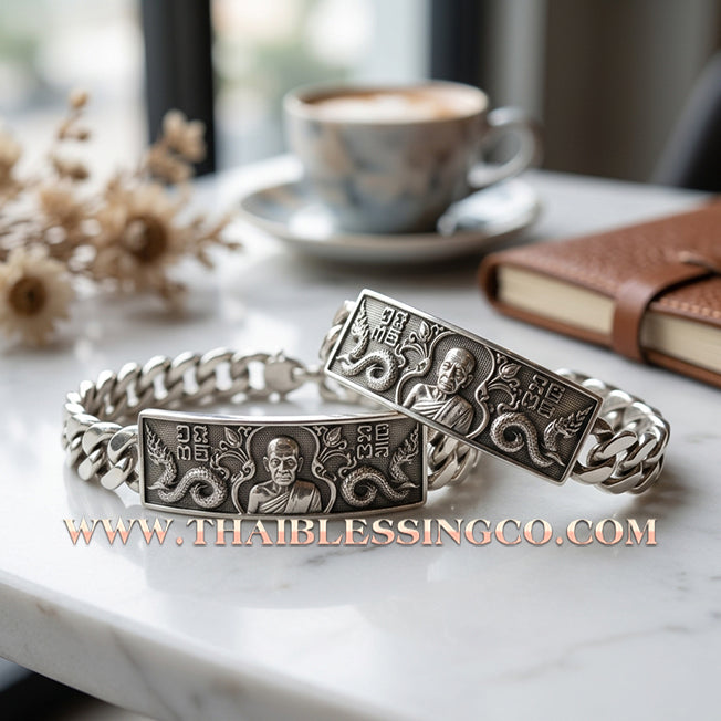 ✨🕉️ Sacred "Silver Plus" Wealth-Calling Bracelet (Less) – Luang Pu Moon Thitasi-lo: Amata Thera 5 Phaendin Edition (2018) – The Ultimate Talisman for Invincible Luck, Grand Fortune, and the Unstoppable Blessings of the "5-Reign Immortal Monk"