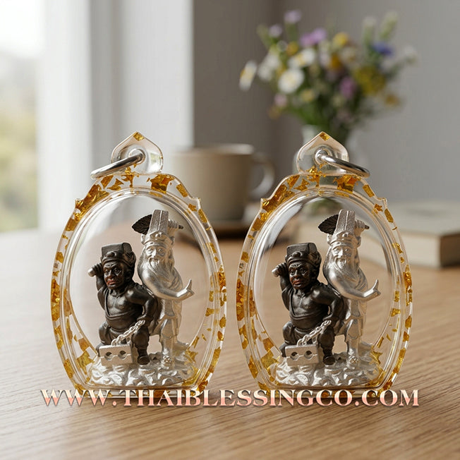 ✨🏮 Sacred "Tua Peh Yee Peh" (The Lords of Wealth) – 2K Gold & Silver Samrit Edition: "Two Deities Granting Wealth"with Premium Waterproof Framing for Absolute Durability and Infinite Fortune!