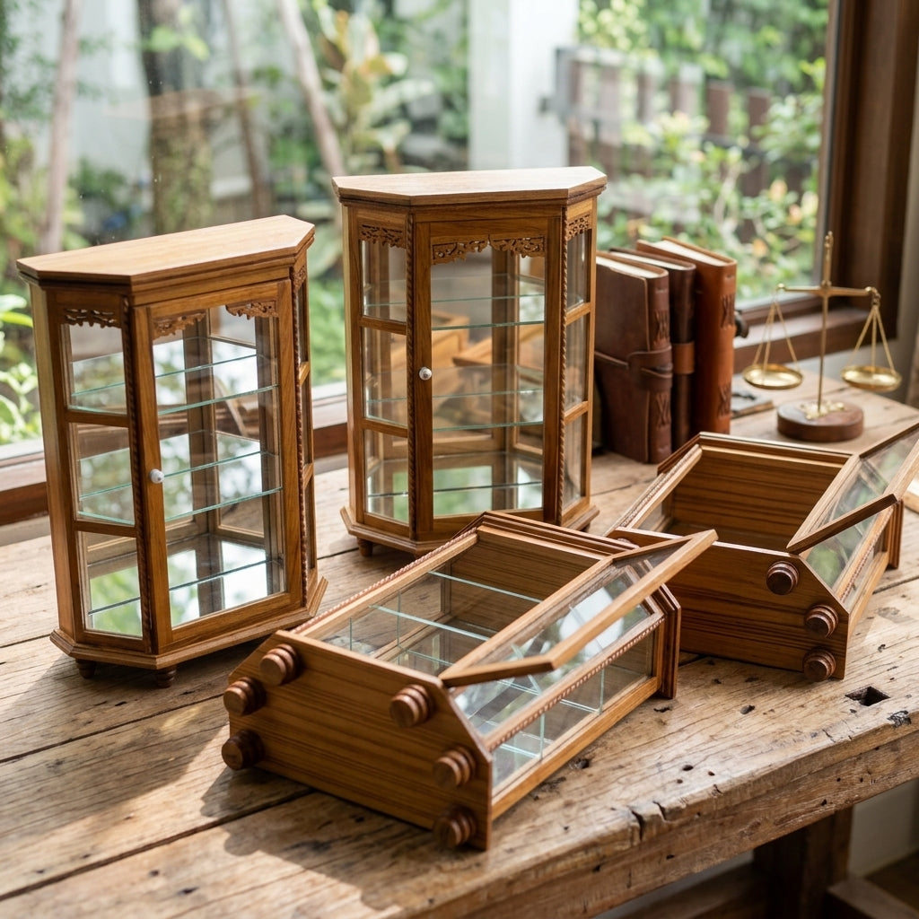 🔱 Handcrafted Miniature Flat Hexagonal Golden Teakwood Thai Pattern Display Cabinet Series: Premium Multi-Scale Architectural Enclosures – The Ultimate Luxury Hospitality Souvenir, Corporate Gift & Bespoke Corporate Premium Set!