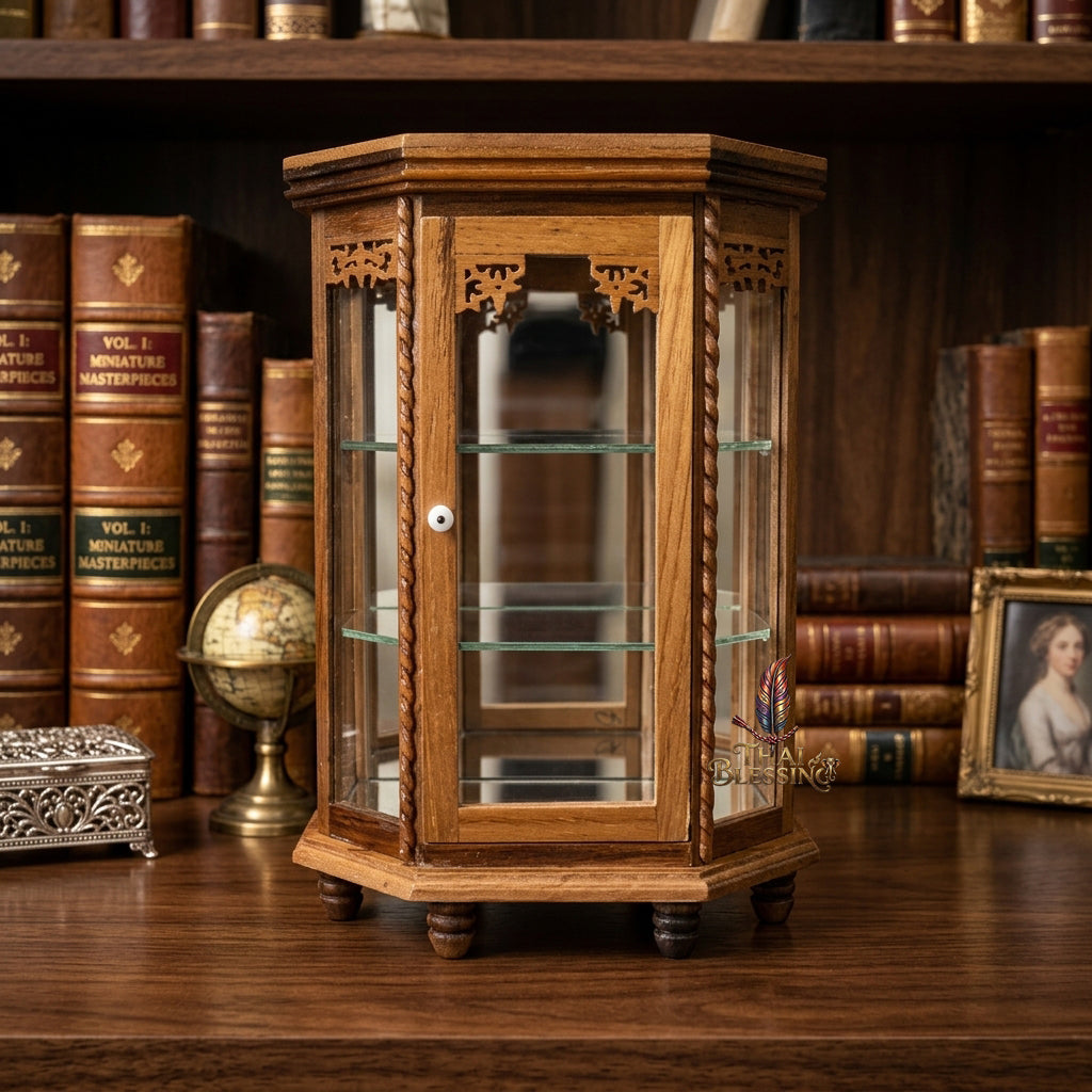 🔱 Handcrafted Miniature Flat Hexagonal Golden Teakwood Thai Pattern Display Cabinet Series: Premium Multi-Scale Architectural Enclosures – The Ultimate Luxury Hospitality Souvenir, Corporate Gift & Bespoke Corporate Premium Set!