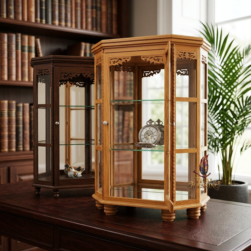 🔱 Handcrafted Miniature Flat Hexagonal Golden Teakwood Thai Pattern Display Cabinet Series: Premium Multi-Scale Architectural Enclosures – The Ultimate Luxury Hospitality Souvenir, Corporate Gift & Bespoke Corporate Premium Set!
