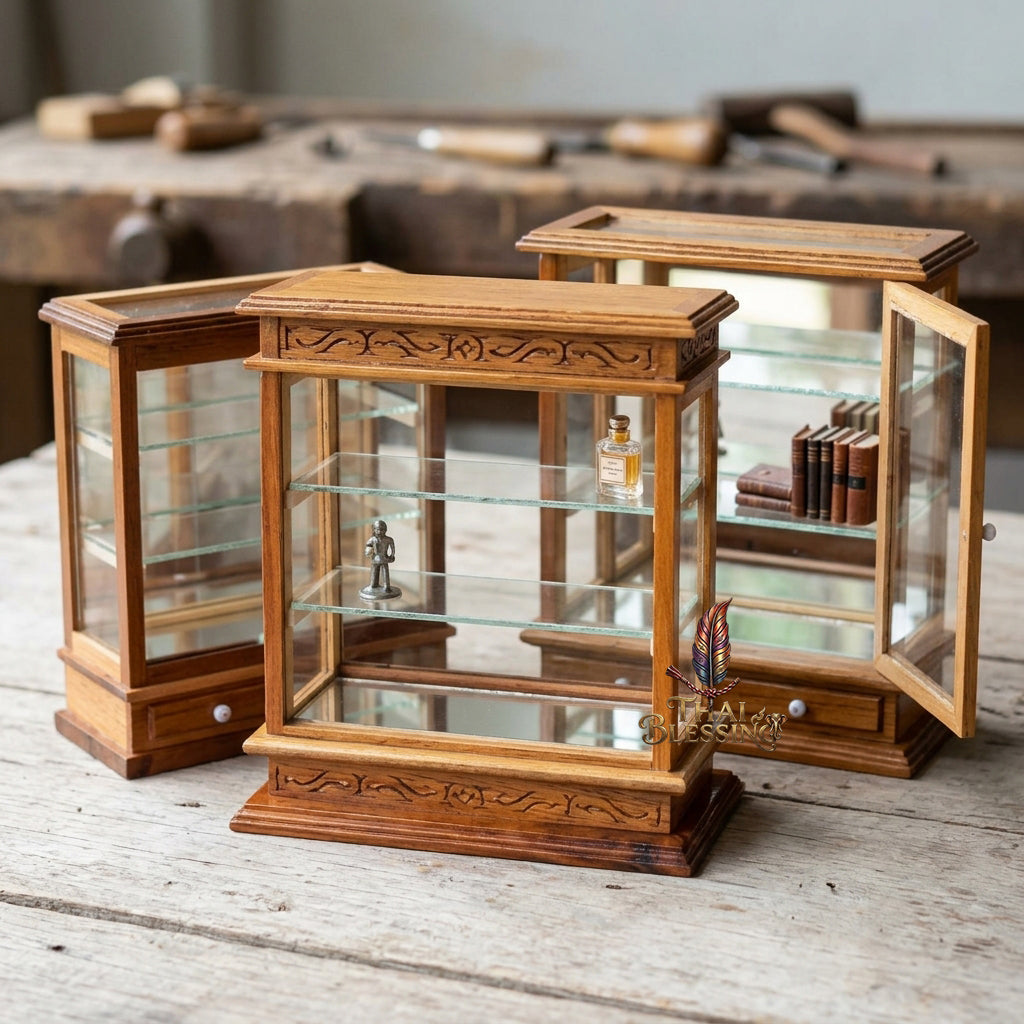 🔱 Handcrafted Miniature Antique Golden Teakwood Bakery & Cake Display Cabinet: Symmetrical Twin Sliding Glass Doors – Dual Integrated Structural Drawers – Premium Insect-Resistant Solid Teak Masterpiece!