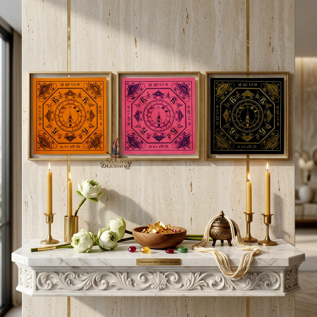 ✨👑 Sacred Srivijaya Sovereign Blessing Yantra Cloth - Achan Plian Hatya Non 2019 Legacy Scroll, Omnidirectional Wealth Attraction Shield, Premium Corporate Authority Spiritual Wall Art