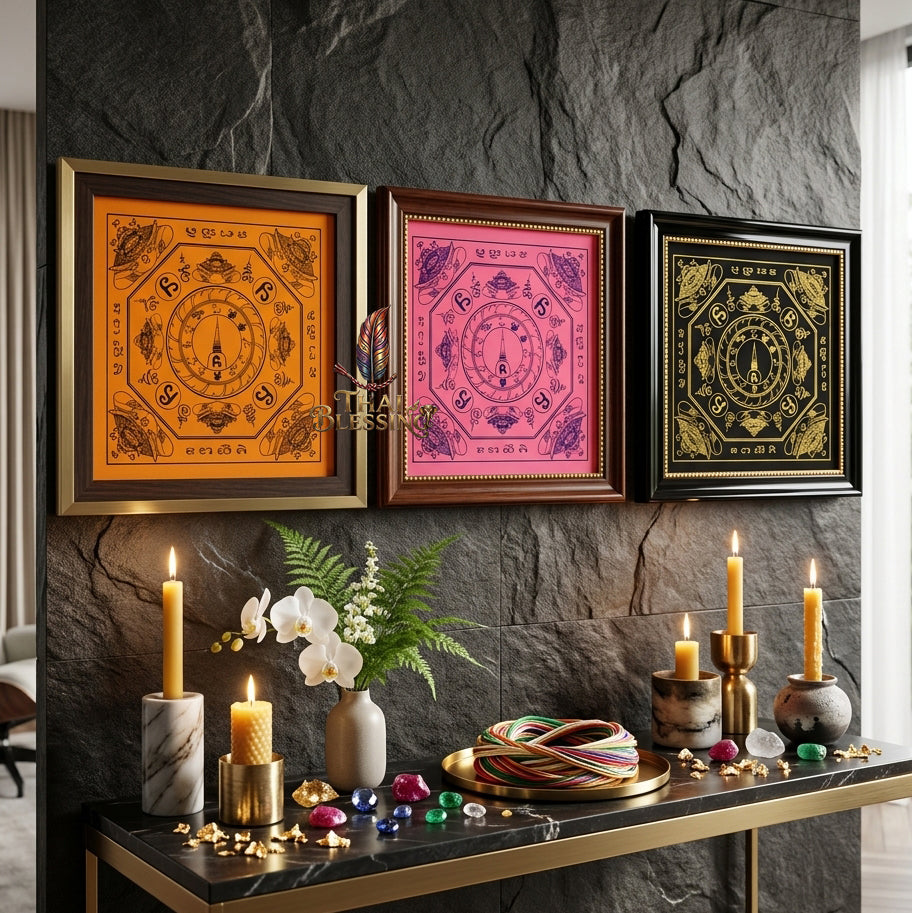 ✨👑 Sacred Srivijaya Sovereign Blessing Yantra Cloth - Achan Plian Hatya Non 2019 Legacy Scroll, Omnidirectional Wealth Attraction Shield, Premium Corporate Authority Spiritual Wall Art