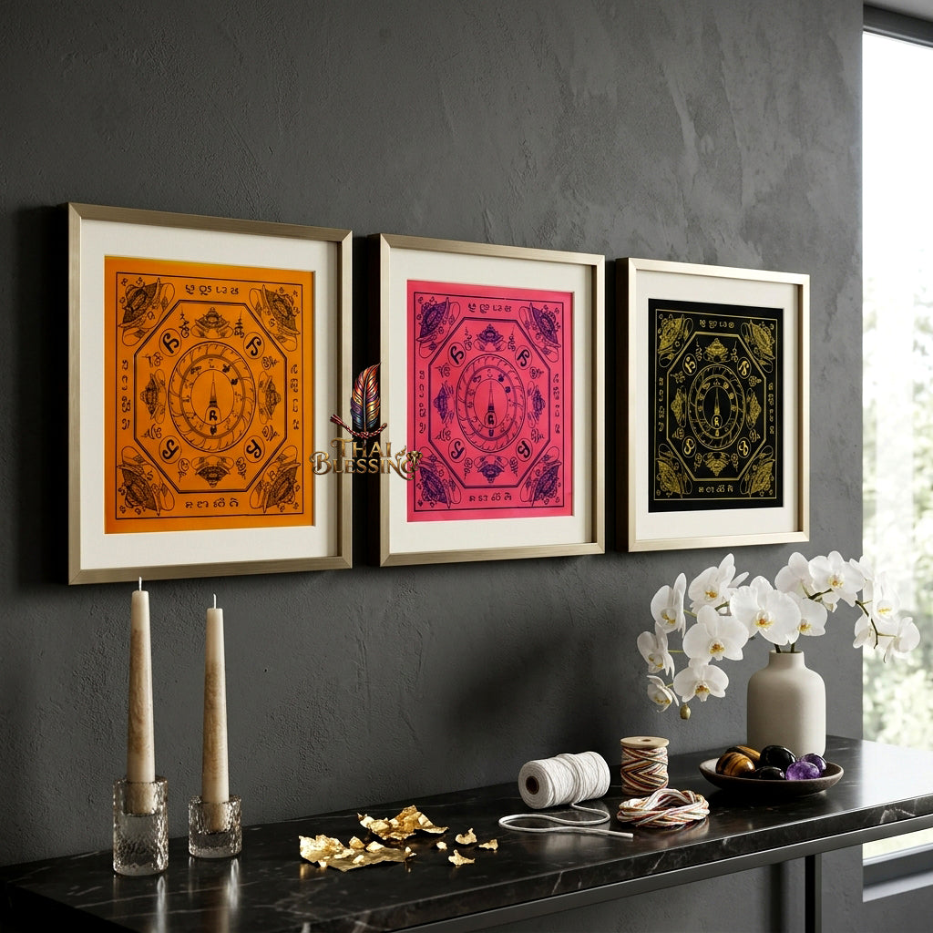 ✨👑 Sacred Srivijaya Sovereign Blessing Yantra Cloth - Achan Plian Hatya Non 2019 Legacy Scroll, Omnidirectional Wealth Attraction Shield, Premium Corporate Authority Spiritual Wall Art