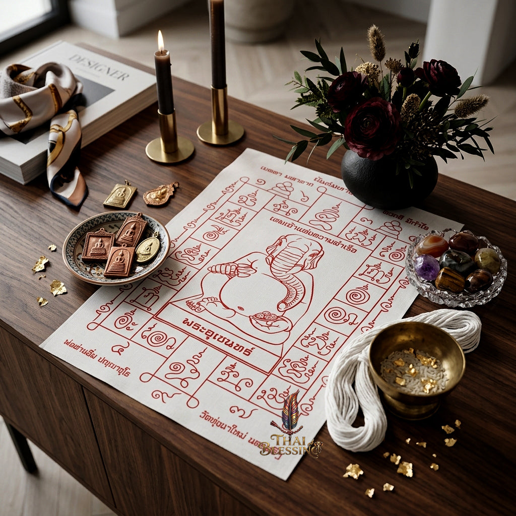 ✨🐘 Sacred Phra Uchen Triumphant Elephant Monarch Yantra Cloth - Phor Than Im Wat Thung Na Mai 106th Anniversary Legacy Scroll, Ultimate Obstacle Dissolver & Wealth Matrix, Premium Corporate Command Spiritual Wall Art