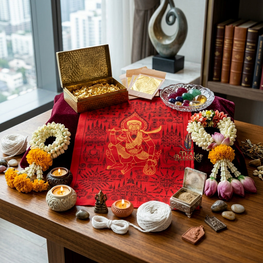 ✨🎭 Ancient Thai Ta Phran Jan Yantra Cloth - First Edition Wealth Snatcher Scroll, Royal Lanna Mystical Protection Shield, Southern Charisma Aura Art