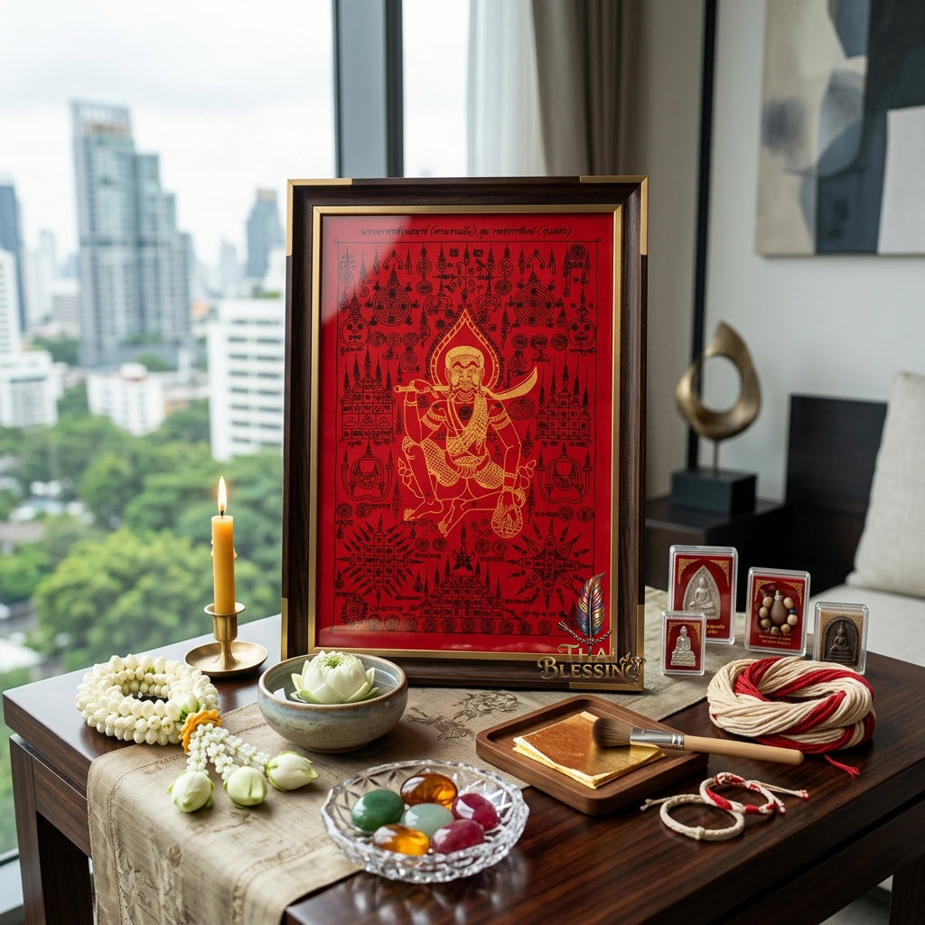 ✨🎭 Ancient Thai Ta Phran Jan Yantra Cloth - First Edition Wealth Snatcher Scroll, Royal Lanna Mystical Protection Shield, Southern Charisma Aura Art