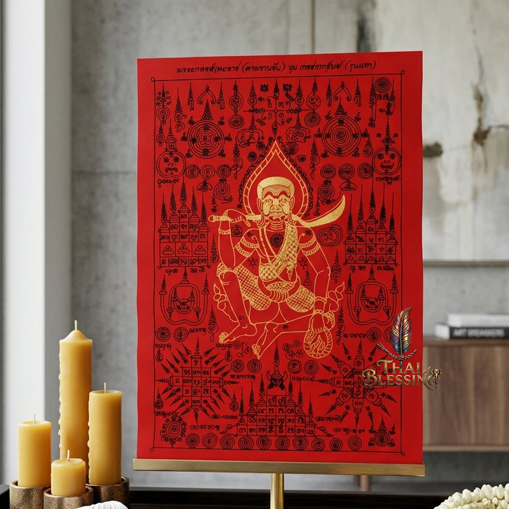 ✨🎭 Ancient Thai Ta Phran Jan Yantra Cloth - First Edition Wealth Snatcher Scroll, Royal Lanna Mystical Protection Shield, Southern Charisma Aura Art