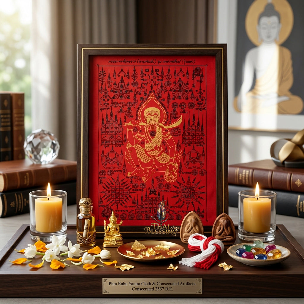 ✨🎭 Ancient Thai Ta Phran Jan Yantra Cloth - First Edition Wealth Snatcher Scroll, Royal Lanna Mystical Protection Shield, Southern Charisma Aura Art