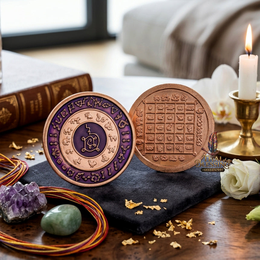 ✨👑🌌 Sacred Celestial Zodiac Alignment Coin - Luang Phor Wan 2019 Maha Choke Wealth Edition, Premium Alpaca National Tricolor Motif with Red Botanical Infusion, Ultimate Executive Destiny Realignment & Capital Accumulation Matrix