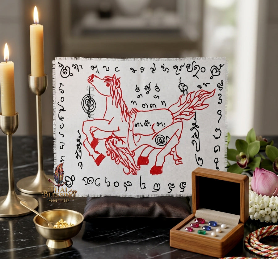 ✨🐎🎯 100% Hand-Inscribed Omnidirectional Equine Synergy Ynt Cloth - Luang Phor Samchai Wat Don Kradi 2015 10-Directional Affinity Edition (11x9 cm), Ultimate Micro-Pocket Asset Catalyst & Client Conversion Engine
