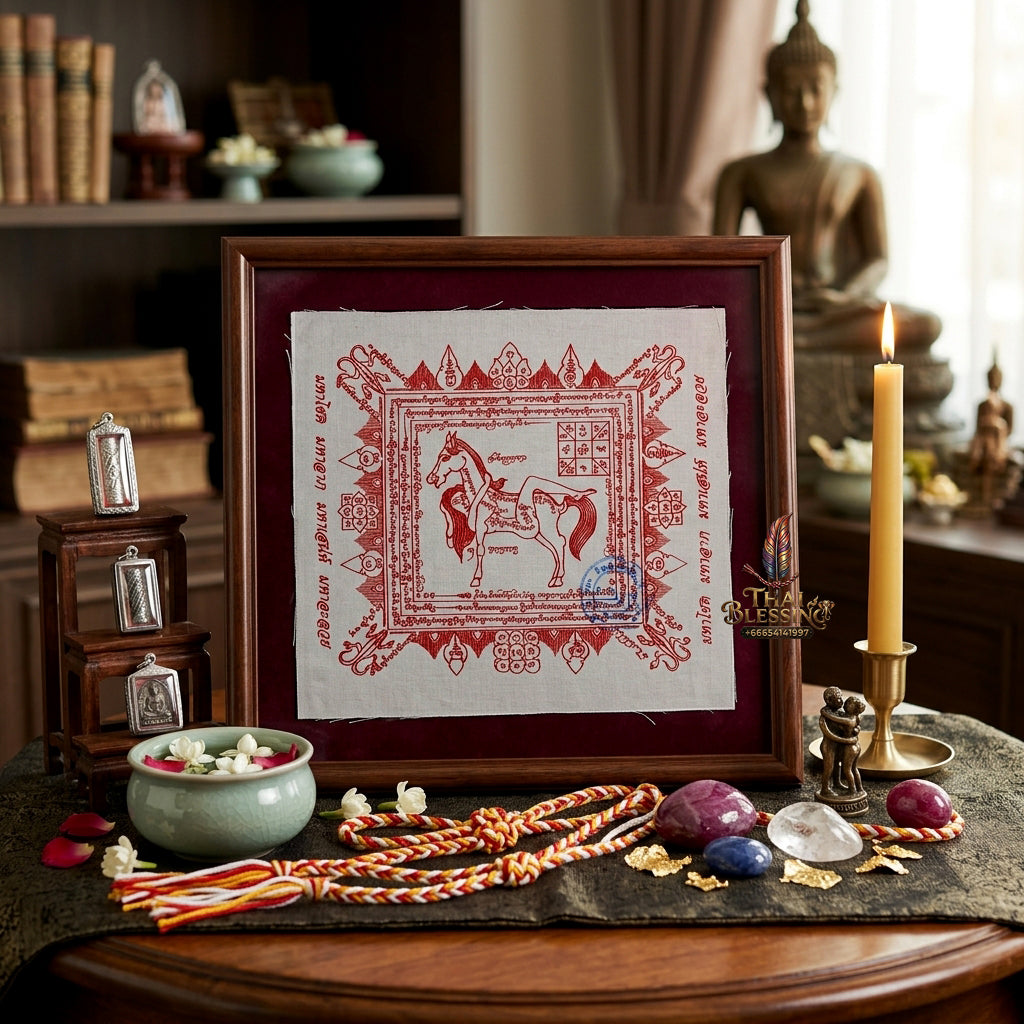 ✨🐎🔮 Sacred Celestial Equine Synergy Ynt Cloth - Kruba Nuearit Wat Tha Nak 2012 Legacy Edition (12x9 Inches), Ultimate High-Vibrational Interpersonal Catalyst & Conversion Affinity Matrix