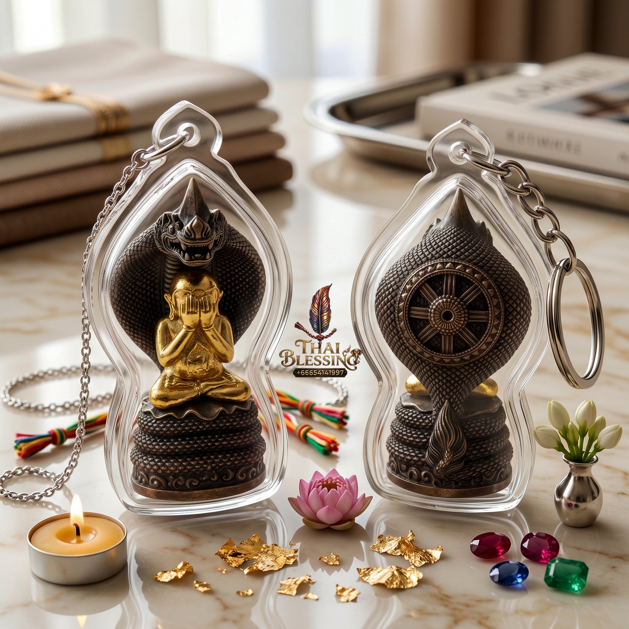 ✨👑🐍 Authentic Thai Amulet Sovereign Black Naga King Node - Luang Pu Maha Sila Gold-Plated Bell Bronze Phra Pidta, 2024 Milestone Asset