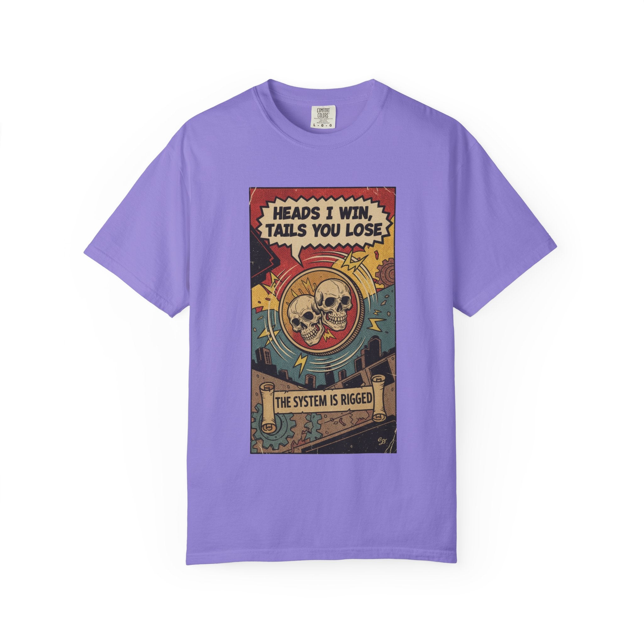Vintage Satirical T-Shirt | Political Theater & System is Rigged Retro Tee | Sarcastic Dark Humor Shirt | Unisex Premium Cotton Graphic Tee Violet