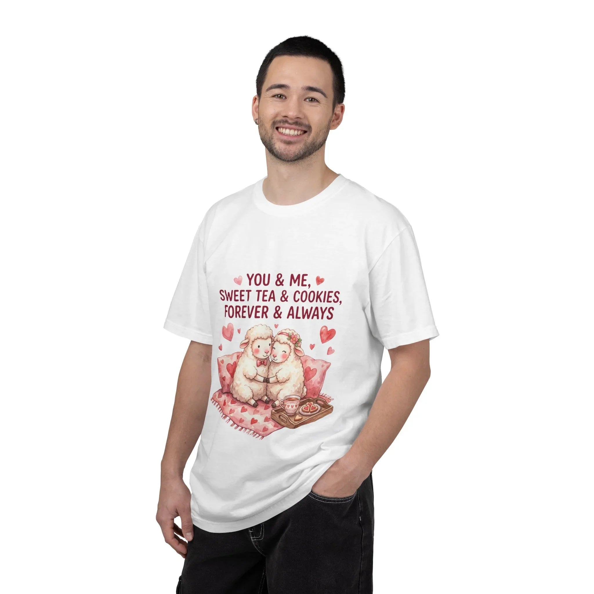 You and Me Sweet Tea Cookies Bears T Shirt Cute Cuddling Couple Watercolor Cozy Vintage Aesthetic Gift Lovers Soft Cotton Romantic Tee