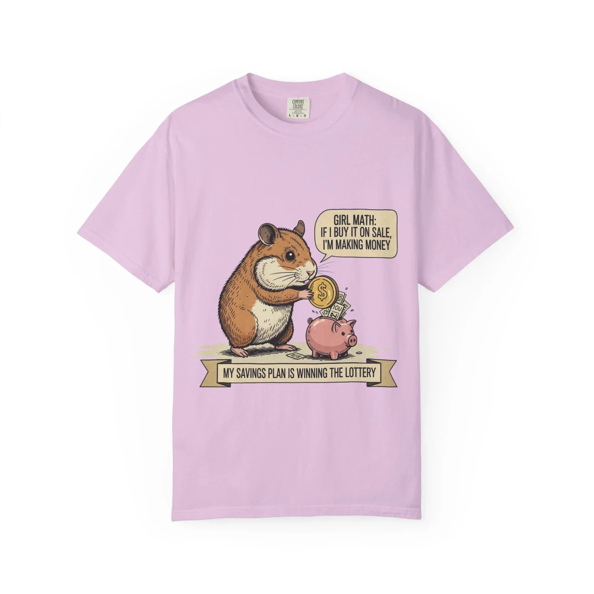 Funny Girl Math Shirt Hamster Saving Plan Tee Student Loan Otter Shirt Financially Stable Sloth Broke Life Gift Sarcastic Adulting Humor Orchid