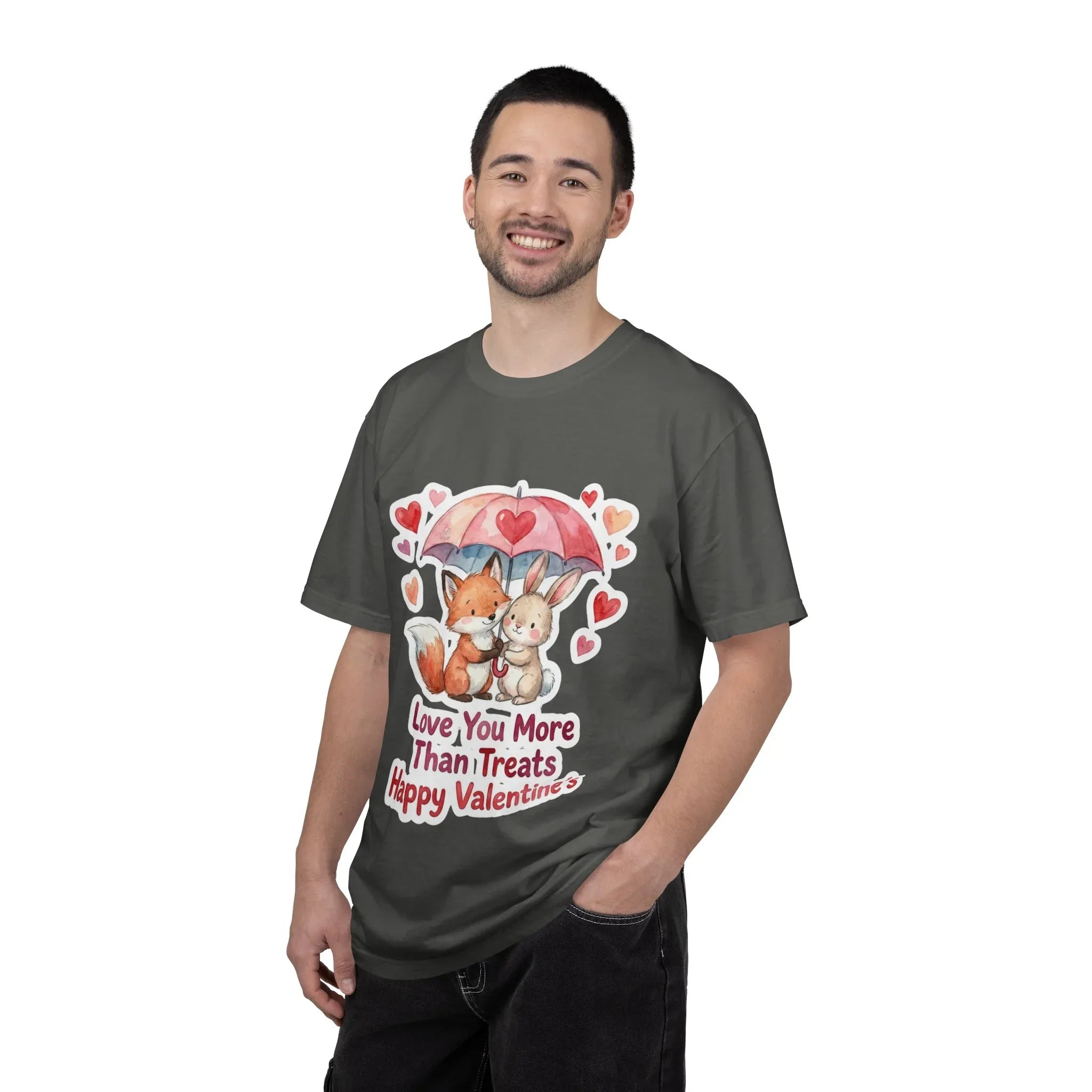Fox and Bunny Under Umbrella Valentines Naptime T Shirt Cute Watercolor Animal Couple Gift Cozy Vintage Aesthetic Romantic Valentines Day
