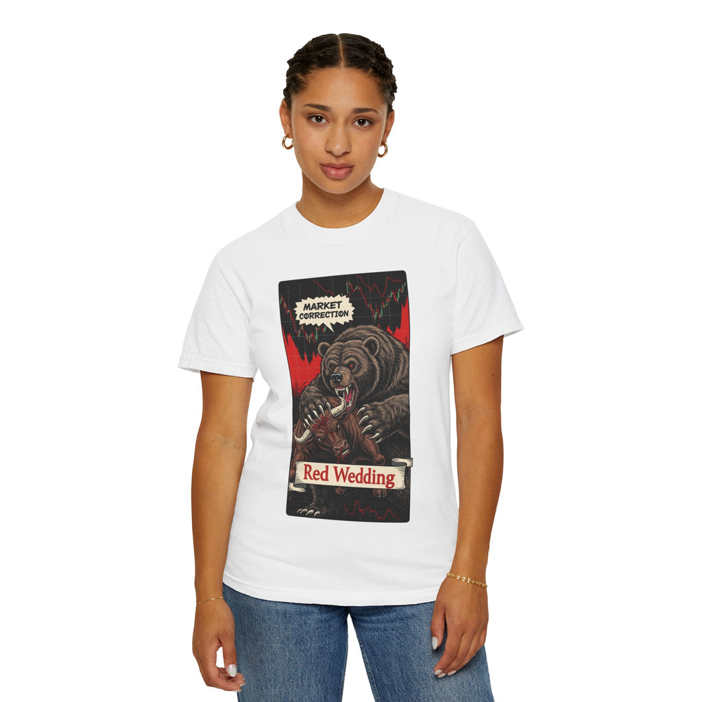 Red Wedding Bear Market Shirt Market Correction Satire Tee Bull vs Bear Wall Street Trader Gift Crypto Investor Shirt