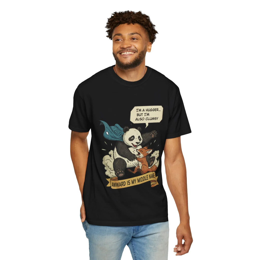 Funny Panda Shirt - Clumsy Fox Tee - Vintage Comic Style "Awward" Gift - Socially Awkward Friendship T-Shirt - Retro Cartoon Graphic Tee