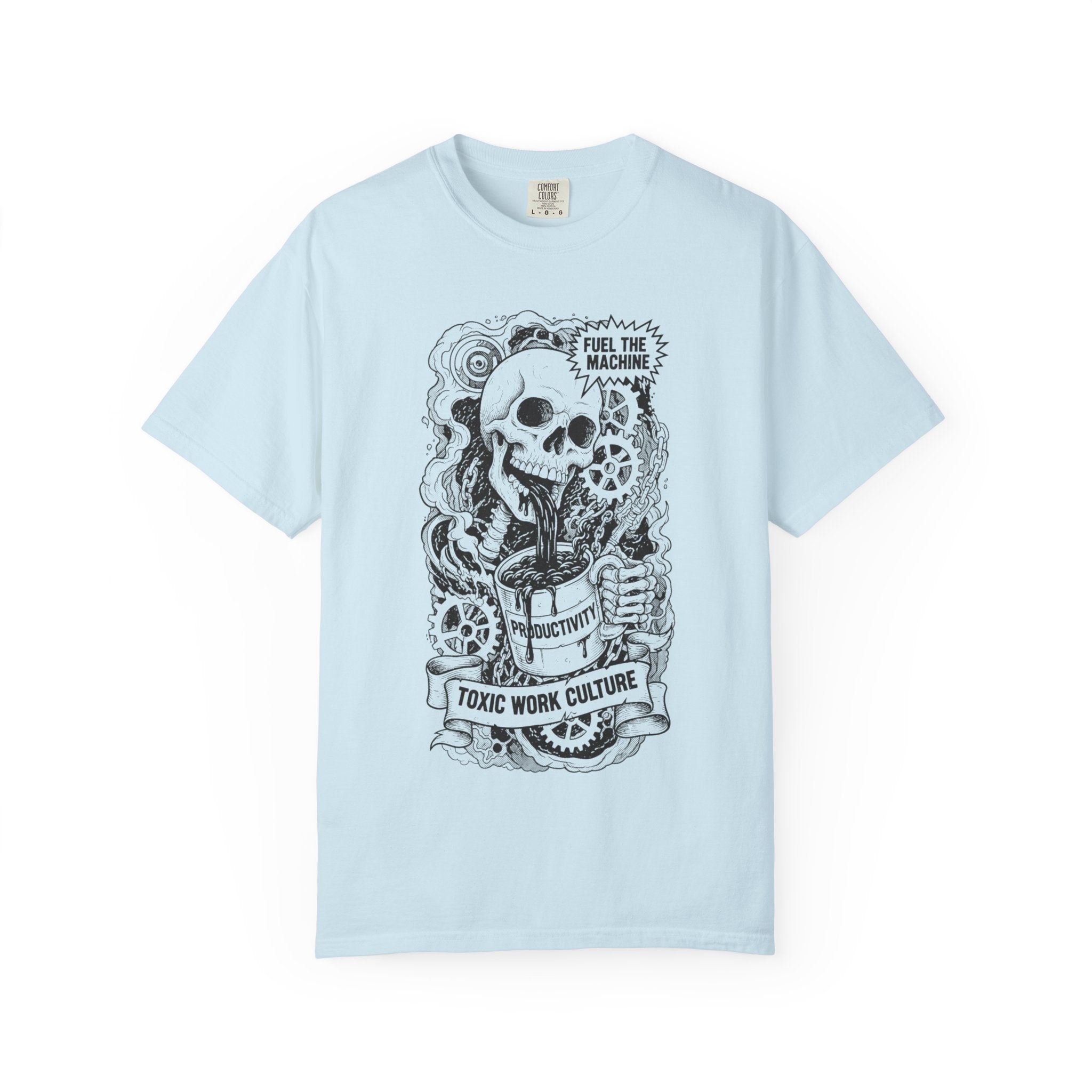 Born In Debt Shirt Vintage Comic Graphic Tee Anti Capitalism Satire Social Commentary Gift Retro Consumerism Dark Humor Streetwear Top Chambray