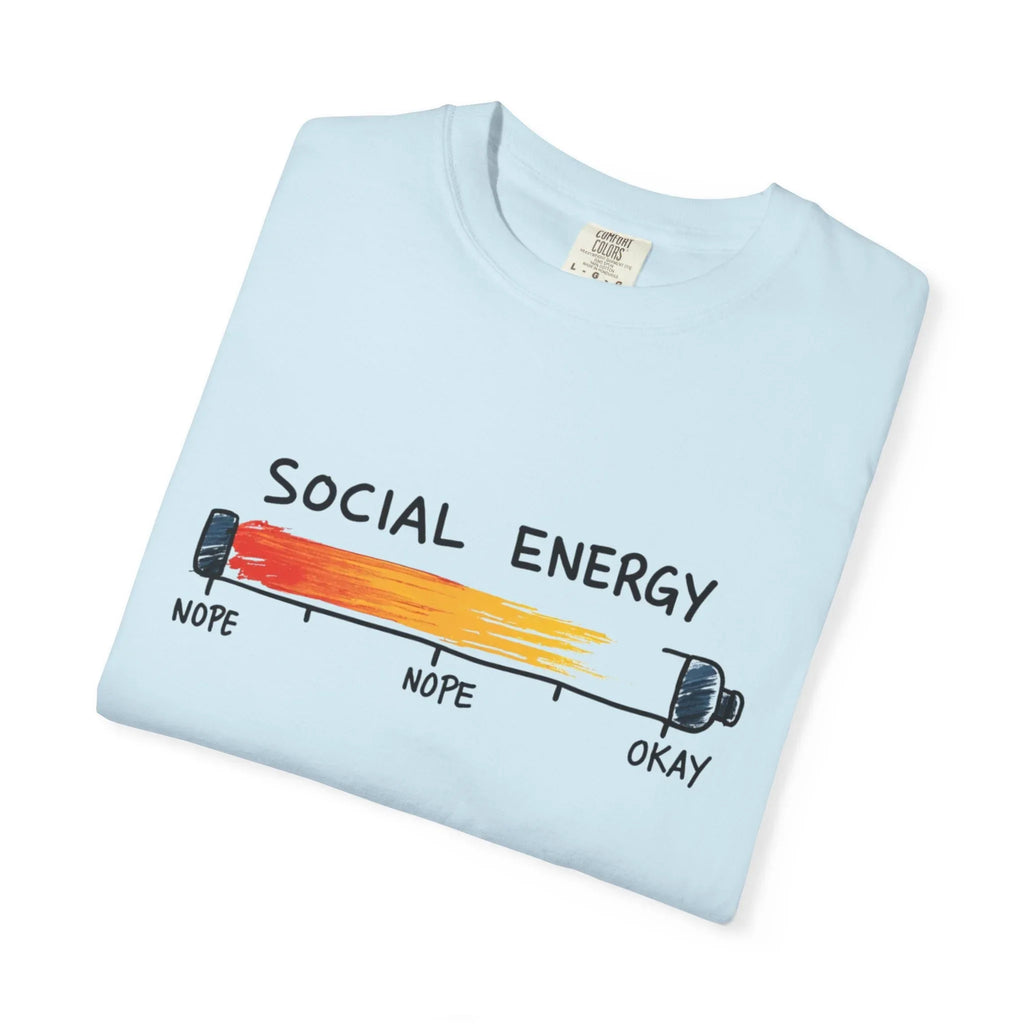 Social Energy Meter Shirt, Introvert Humor Tee, Social Battery Bar Chart T-Shirt, Funny Minimal Graphic, Nope to Okay Gift