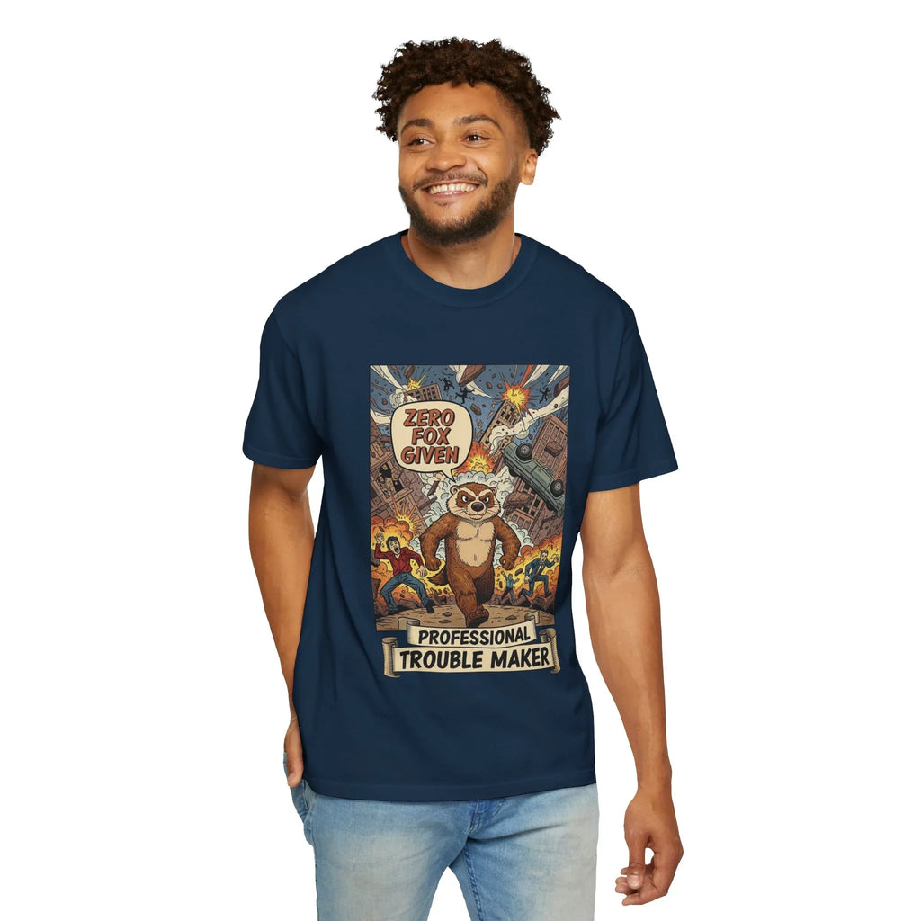 Funny Honey Badger Shirt - "Zero Fox Given" Hoodie - Retro Comic Style Monster Tee - Kaiju Animal Attack Graphic - Professional Trouble Maker Sarcastic Meme Art