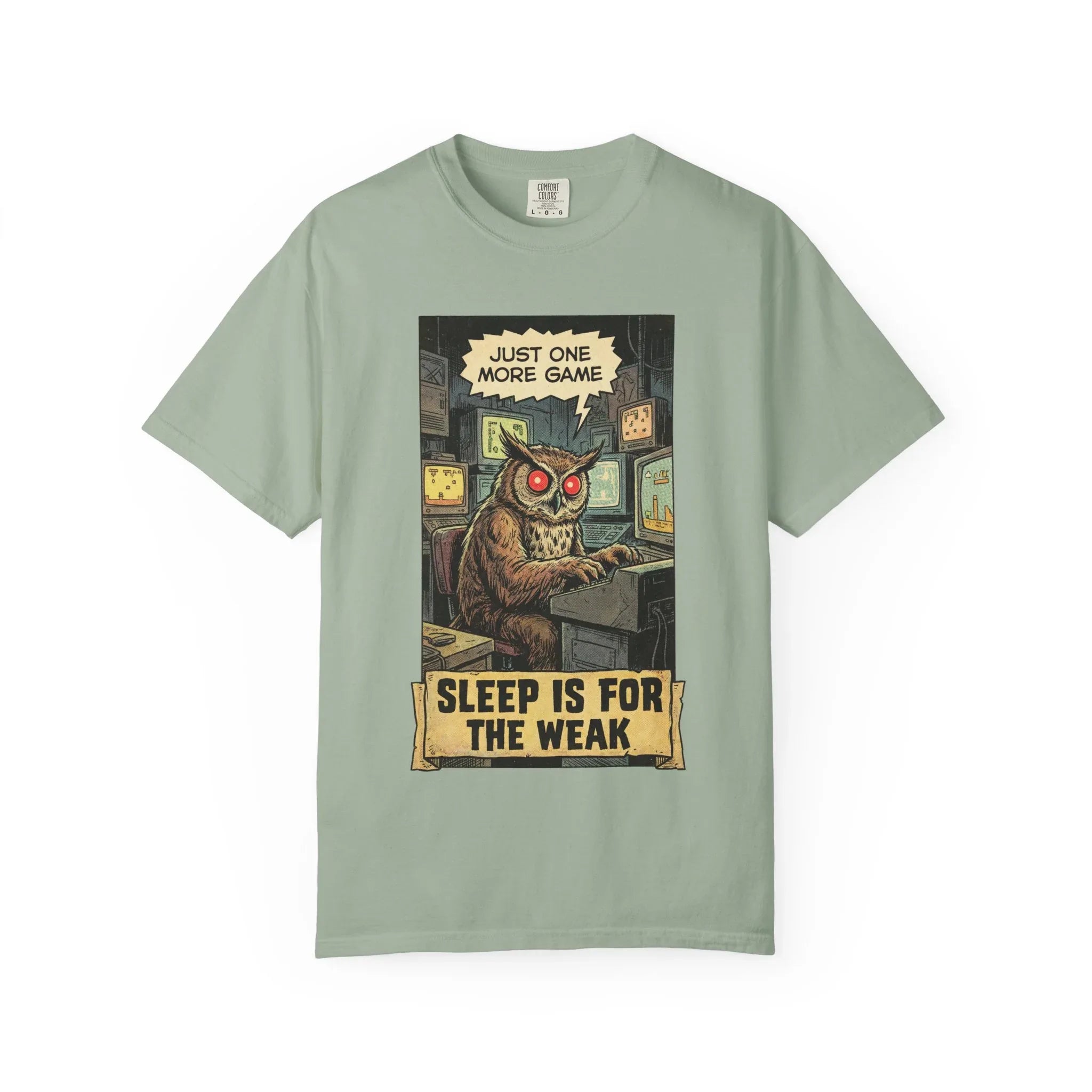 Funny Gamer Owl Shirt - "Just One More Game" Retro T-Shirt - Sarcastic Sleep is for the Weak Graphic Tee - Vintage Night Owl Gaming Gift - Gamer Husband & Boyfriend Gift Bay