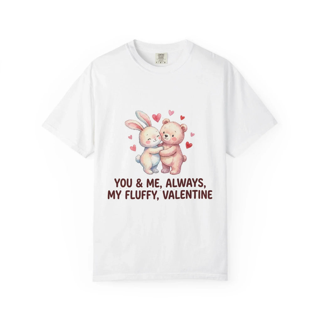 Fluffy Valentine Bunny and Bear T Shirt Cute Retro Valentine Gift Cozy Soft Cotton Vintage Aesthetic Top Romantic Couple Gift Idea