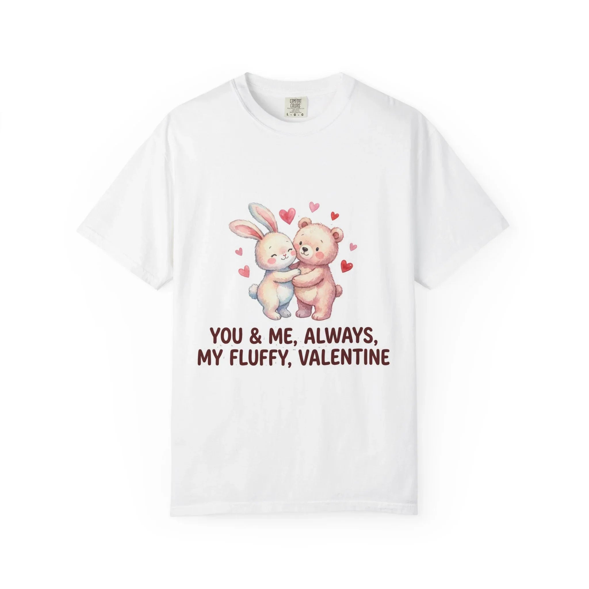 Fluffy Valentine Bunny and Bear T Shirt Cute Retro Valentine Gift Cozy Soft Cotton Vintage Aesthetic Top Romantic Couple Gift Idea