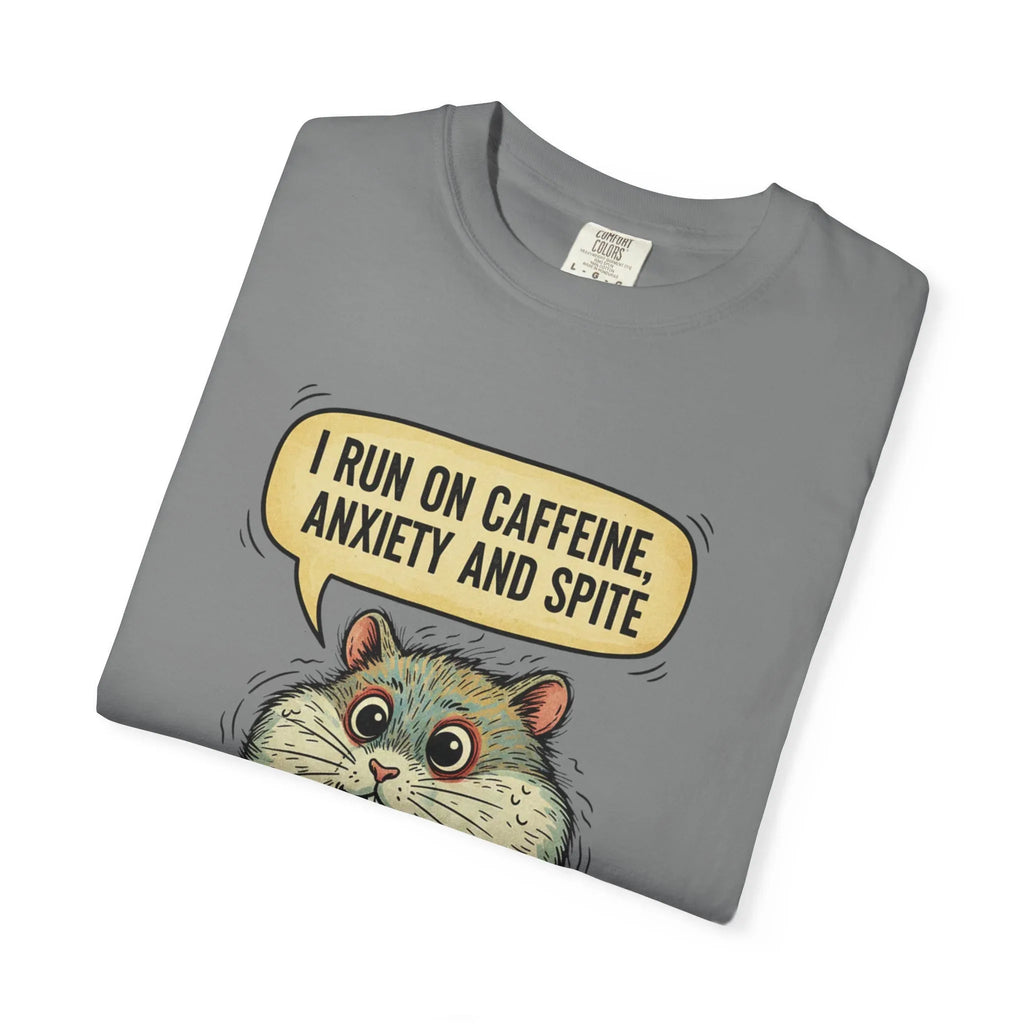 Funny Hamster Coffee Shirt - "Overthinking is My Cardio" T-Shirt - Caffeine Anxiety and Spite Gift - Sarcastic Mental Health Graphic Tee - Retro Jittery Hamster Overthinker Gift