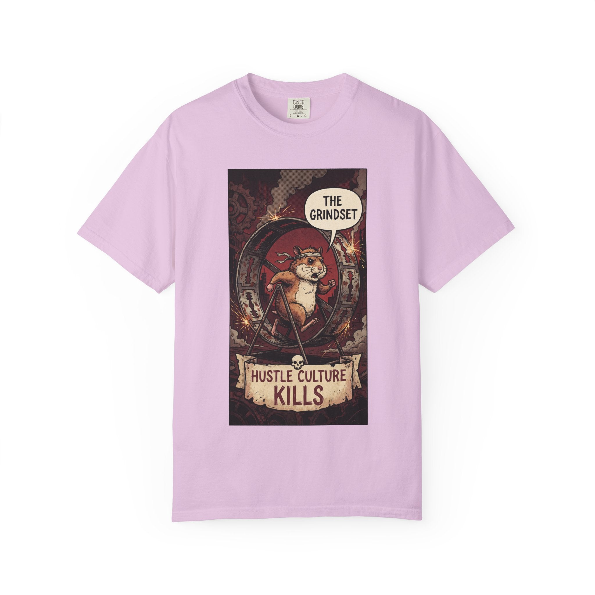 The Grindset Shirt - Hustle Culture Kills T-Shirt - Sarcastic Burnout Awareness Tee - Vintage Comic Graphic - Corporate Satire Gift Orchid