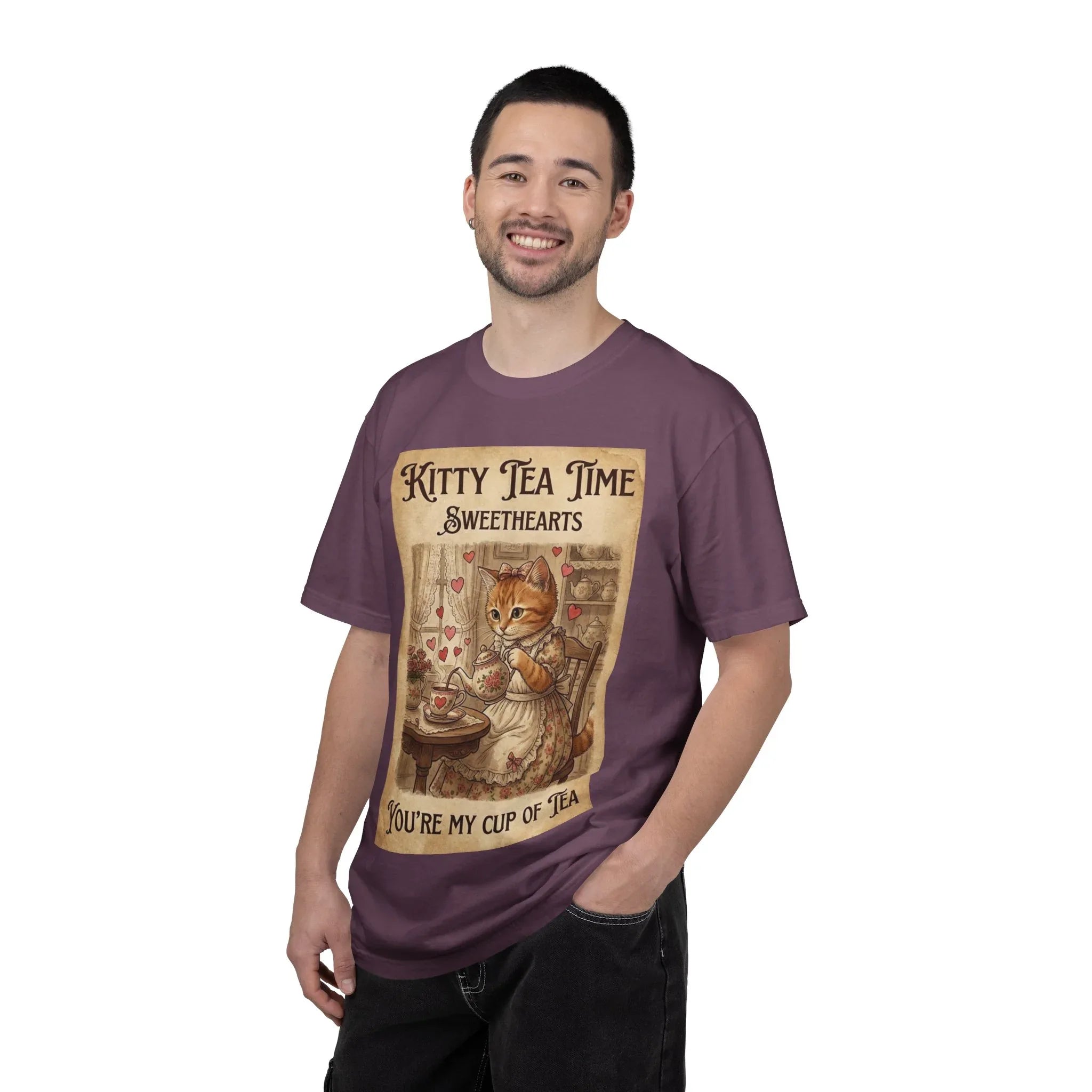 Kitty Tea Time T-Shirt | Vintage Cat Youre My Cup of Tea Graphic Tee | Retro Cozy Cat Lover Gift Shirt