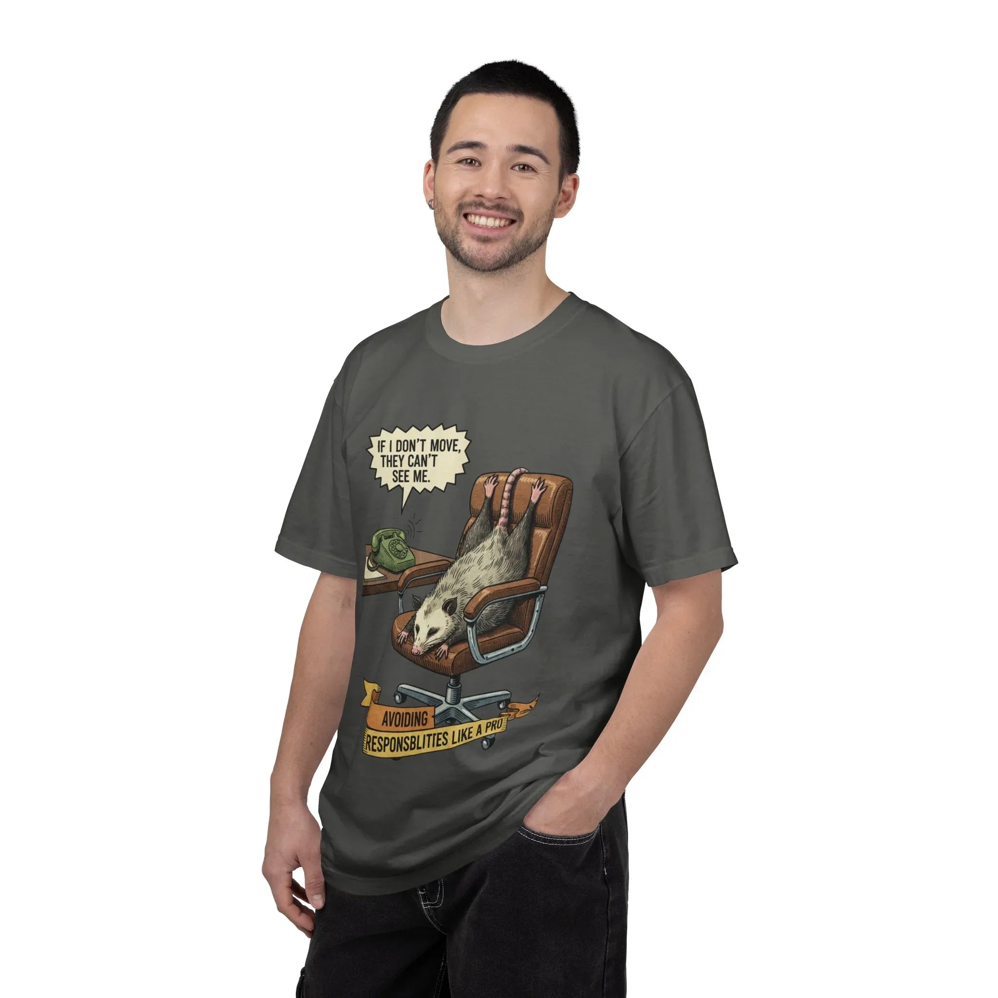 Funny Opossum Shirt - Procrastination Gift - Office Humor Tee - Introvert Sweatshirt - "Avoiding Responsibilities Like A Pro" - Vintage Opossum Illustration - Social Anxiety Top