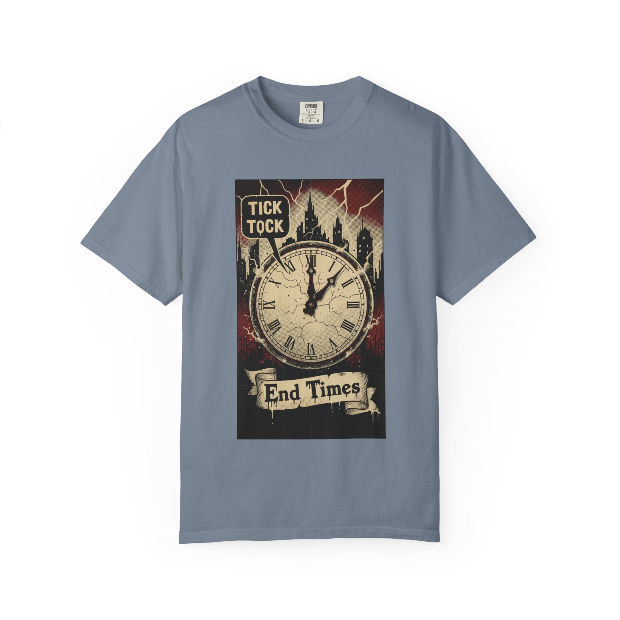 Doomsday Clock Shirt End Times Vintage Comic Tee Dark Aesthetic Grunge Top Apocalypse Graphic Retro Gothic Clothing Tick Tock Shirt Blue Jean