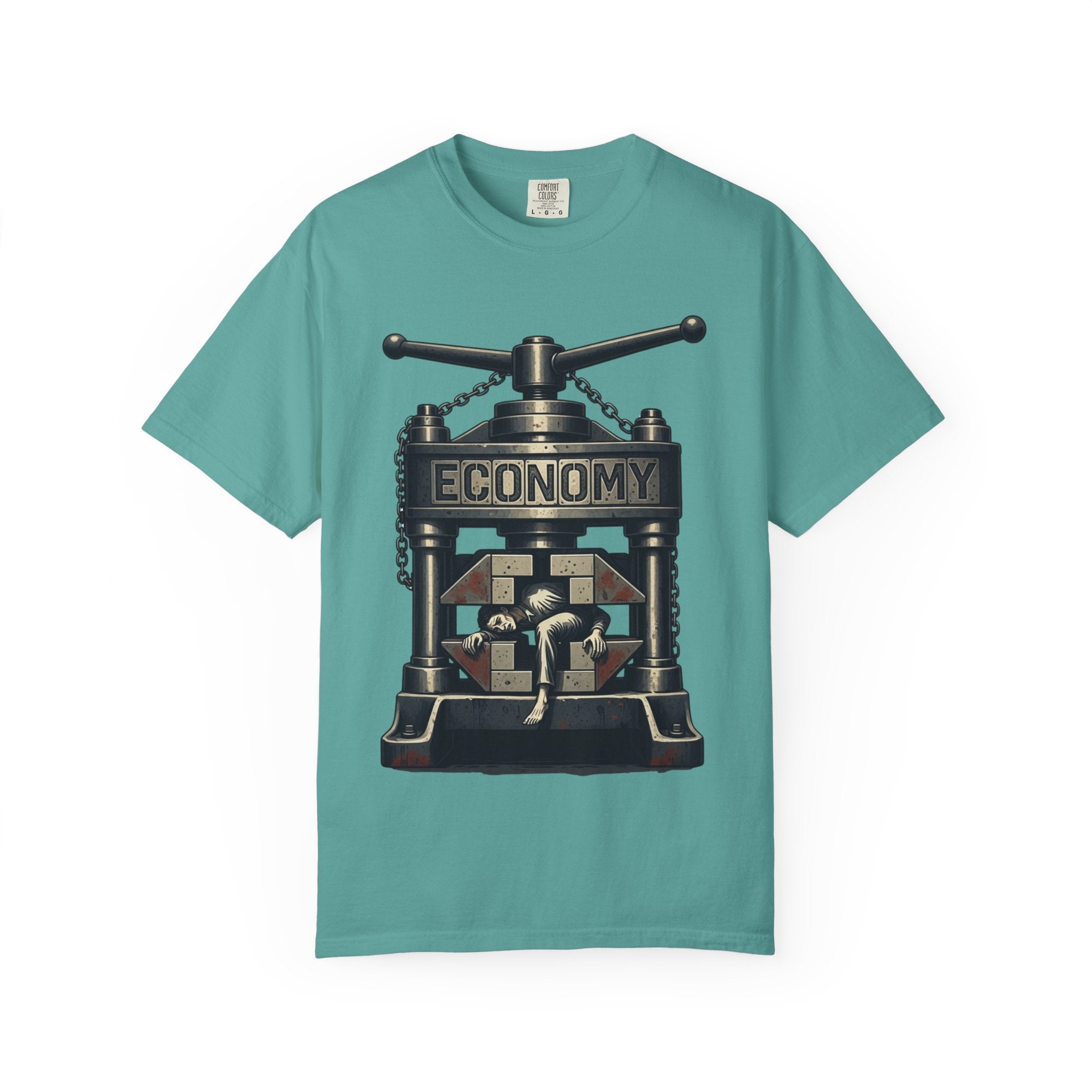 Vintage Dystopian Work Overload Shirt | Retro All-Seeing Eye Tee | Corporate Burnout Graphic | Dark Academia Aesthetic | Gift for Office Workers | Philosophy Satire Unisex T-Shirt Seafoam