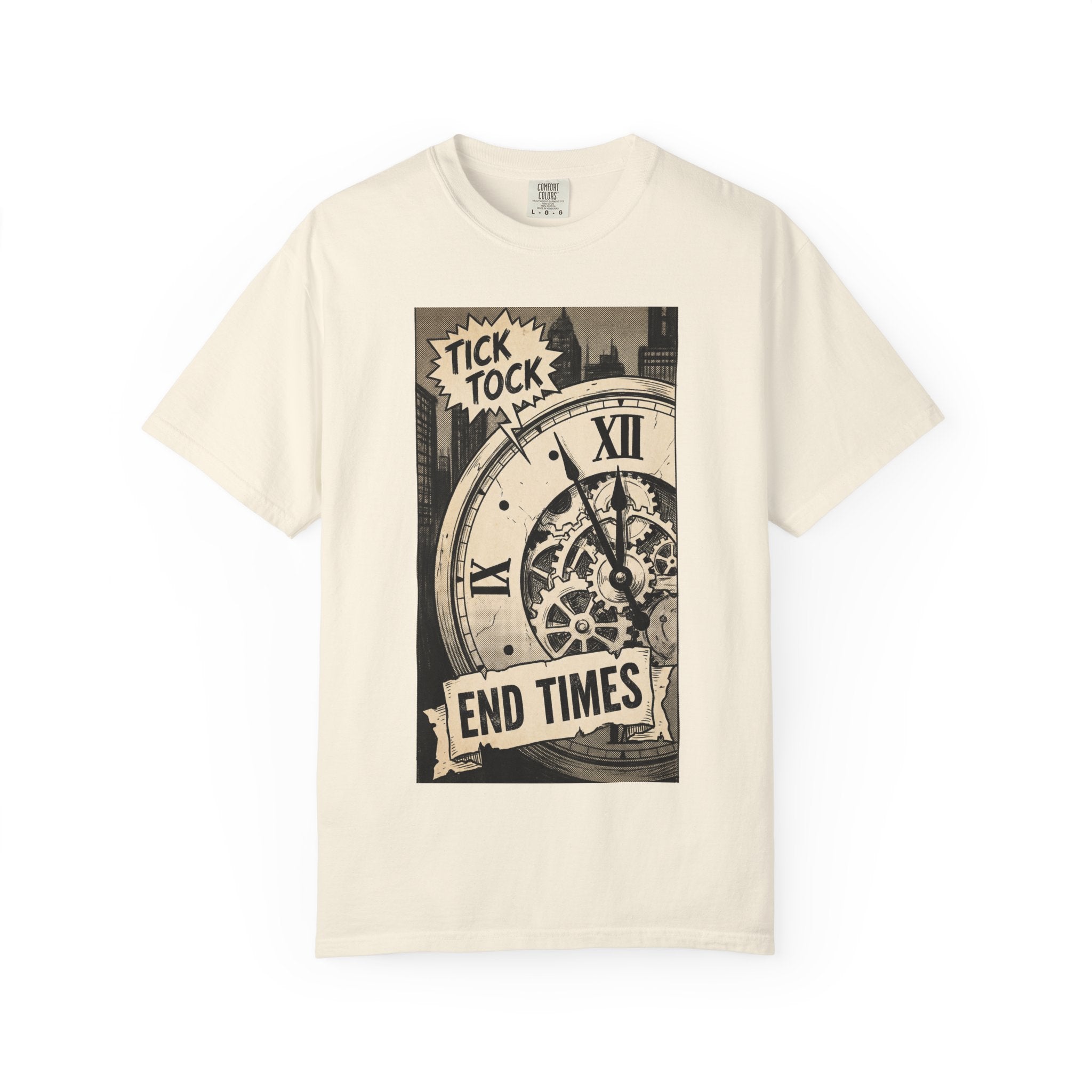 Vintage Doomsday Clock Shirt Retro Comic End Times Graphic Tee Dark Humor Gift Aesthetic Streetwear Art Ivory